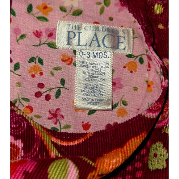 [[CHILDREN'S PLACE]] Corduroy Floral Dress & Bloomers Set 0-3 Months - Picture 8 of 12